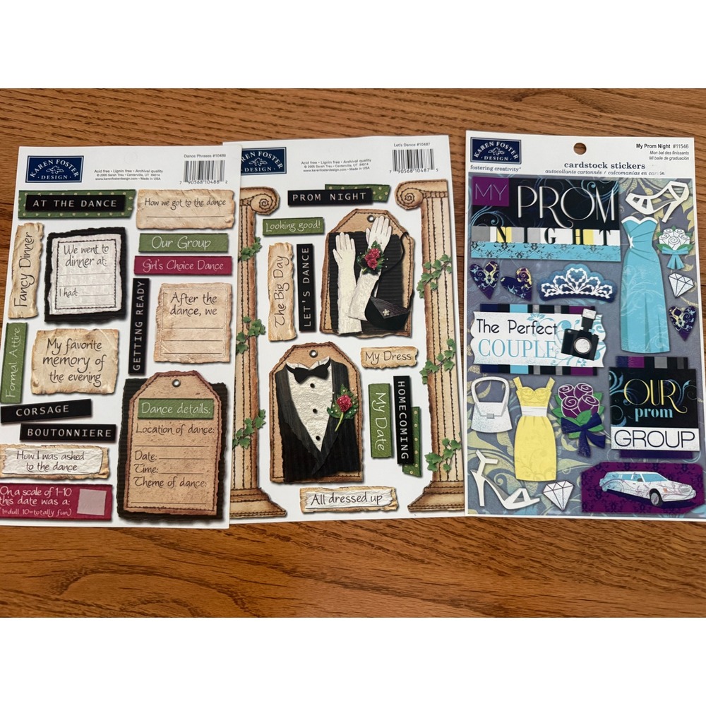 Karen Foster Design Prom Homecoming Scrapbook Sticker Sheets Lot